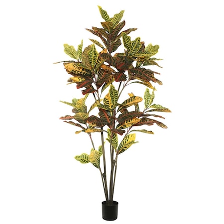 Vickerman 5 ft. Potted Cronton Tree with 104 Leaves - Green TB170660